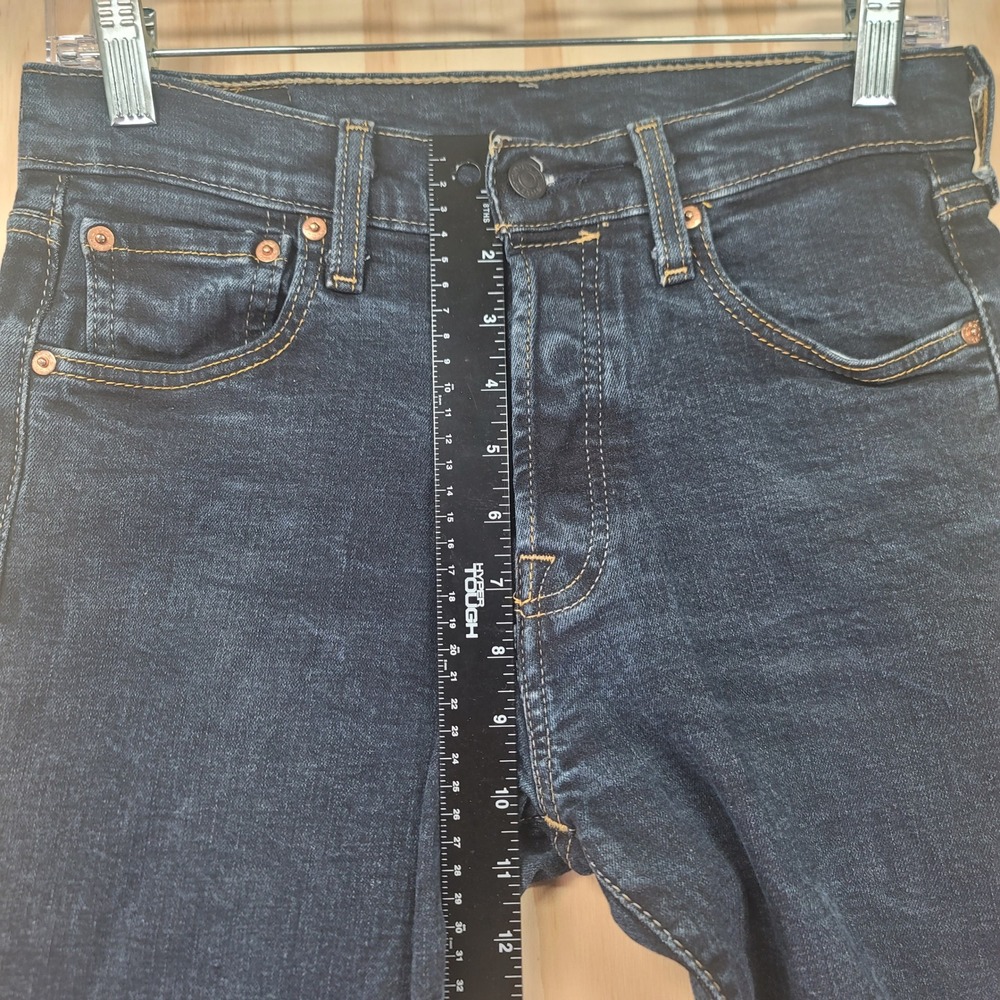 Levis 501 Mens Original Fit Blue Dark Wash Stretch Denim Button Fly Jeans 30x30 - Picture 11 of 12